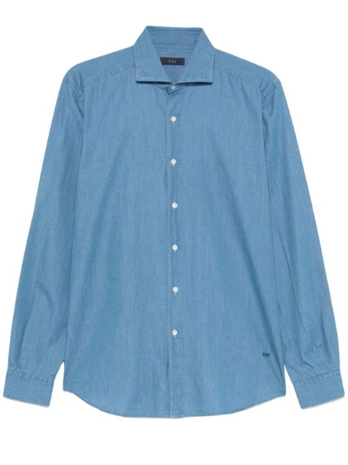 Camicia da uomo in denim di puro cotone, collo francese, colore blu chiaro FAY | NCMA151115LMJPU200